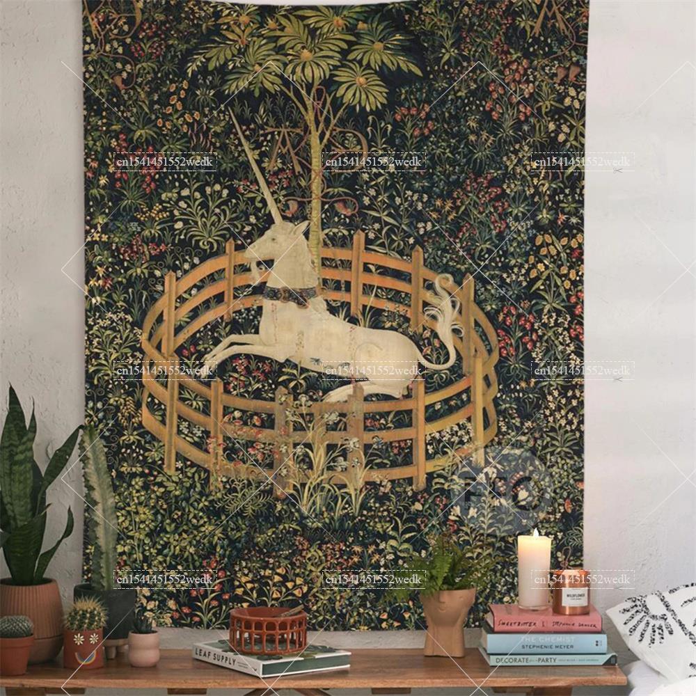 Yoga Y Fitness - The Unicorn In Captivity Wall Tapestry