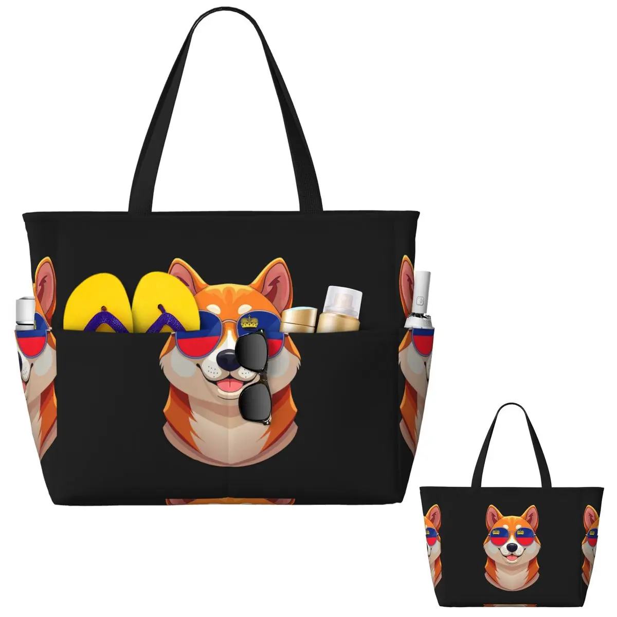 Yoga Fitness Tote - Vintage Patriotic Shiba Inu Liechtensteiner Flag
