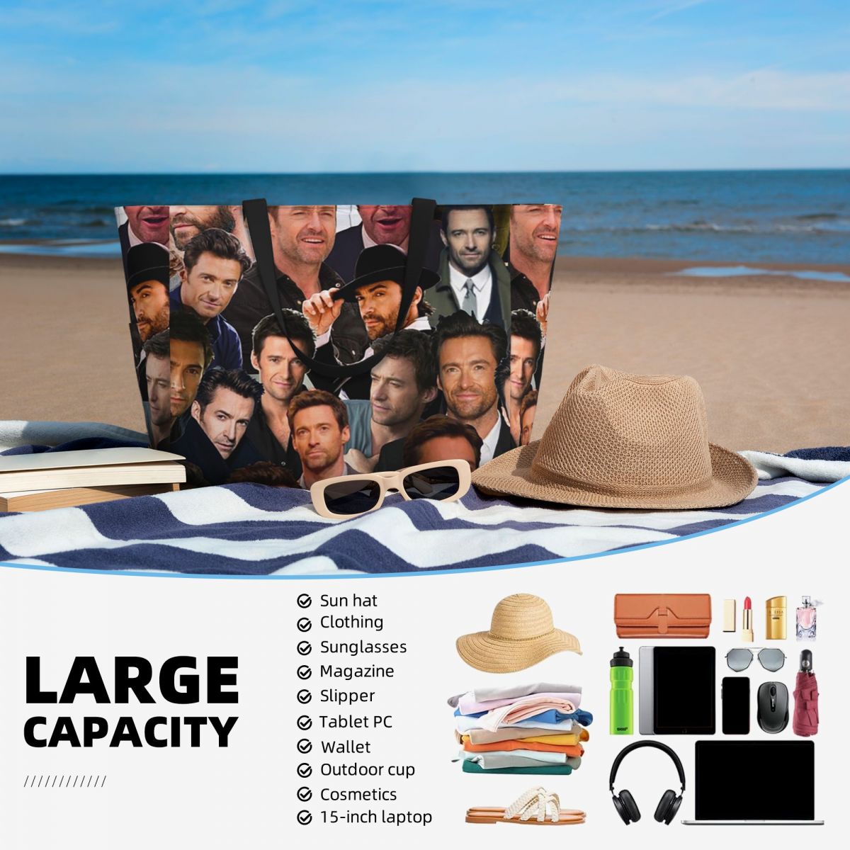 Hugh Jackman Photo Collage Bea - Yoga Fitness Gym Photos review and price