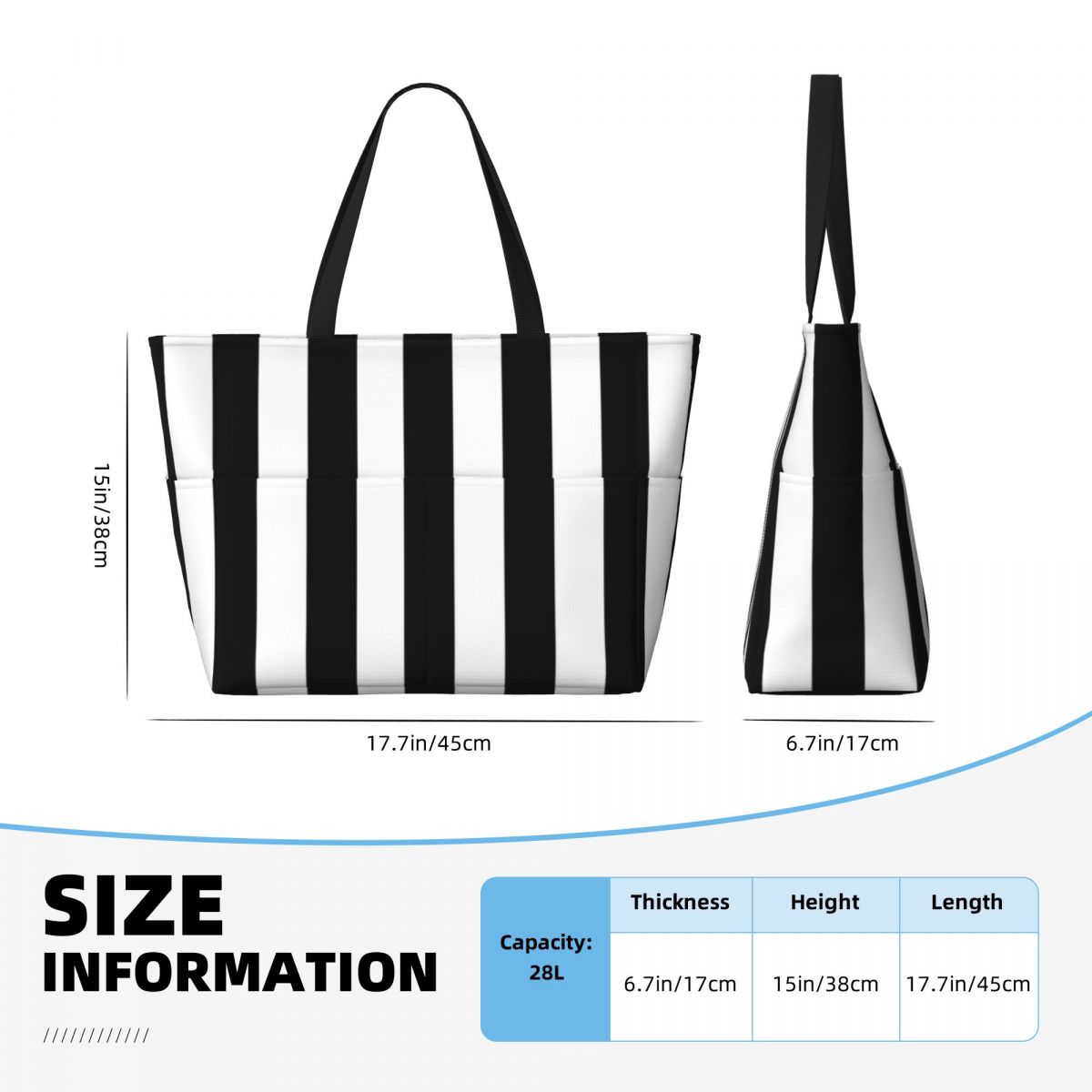 Black White Stripe Beach Tote  - Yoga Fitness Tote review and price