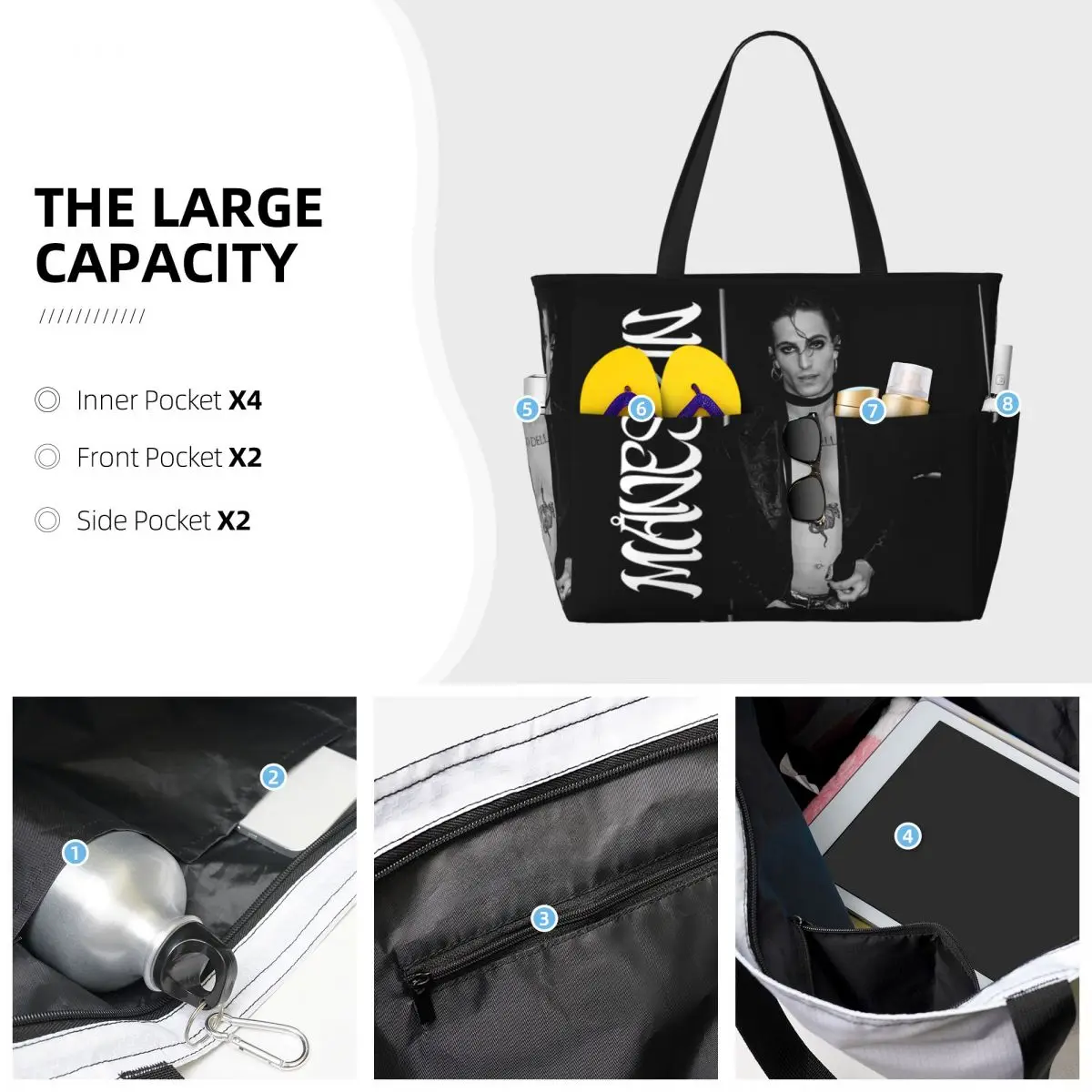 Damiano David Maneskin Beach T - Yoga Fitness Tote review and price